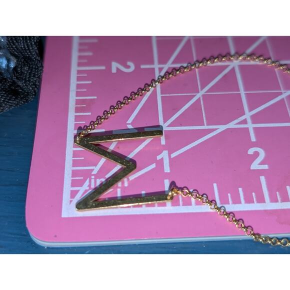 Marked 925 Sterling Vermeil Initial 'M' Pendant Chain 18" Necklace - Picture 4 of 6